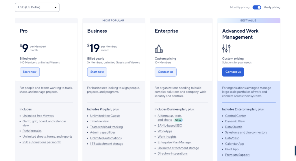 smartsheet vs asana : smartsheet pricing